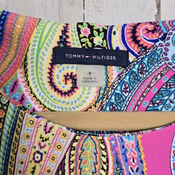 Tommy Hilfiger Sleeveless Knee Length Shift Dress Size 8 Spring Summer Paisley - Picture 4 of 11